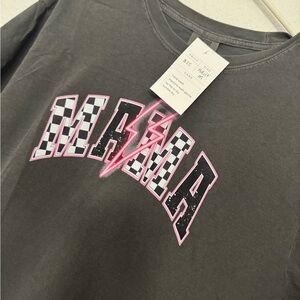 Gray Women’s ‘Mama’ Graphic Tee with Pink Accents